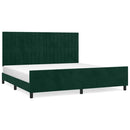 Sengeramme uden madras Mørkegrøn 200x200 cm Fløjl