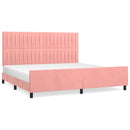 sengeramme med sengegavl 200x200 cm fløjl pink