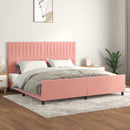 sengeramme med sengegavl 200x200 cm fløjl pink