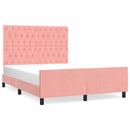 sengeramme med sengegavl 140x190 cm fløjl pink
