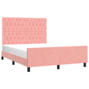 sengeramme med sengegavl 140x190 cm fløjl pink