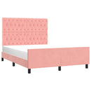 sengeramme med sengegavl 140x200 cm fløjl pink