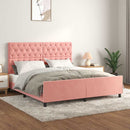 sengeramme med sengegavl 160x200 cm fløjl pink