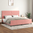 sengeramme med sengegavl 200x200 cm fløjl pink