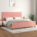 sengeramme med sengegavl 200x200 cm fløjl pink