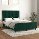 Sengeramme uden madras Mørkegrøn 140x190 cm Fløjl