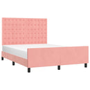 sengeramme med sengegavl 140x190 cm fløjl pink