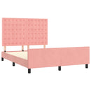 sengeramme med sengegavl 140x200 cm fløjl pink