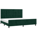 Sengeramme uden madras Mørkegrøn 200x200 cm Fløjl