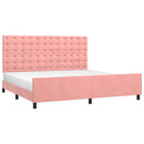 sengeramme med sengegavl 200x200 cm fløjl pink