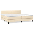 kontinentalseng med madras 200x200 cm stof cremefarvet
