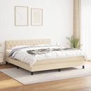kontinentalseng med madras 160x200 cm stof cremefarvet