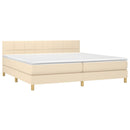 kontinentalseng med madras 200x200 cm stof cremefarvet