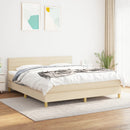 kontinentalseng med madras 160x200 cm stof cremefarvet