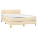 kontinentalseng med madras 140x190 cm stof cremefarvet