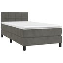 kontinentalseng med madras 100x200 cm fløjl mørkegrå