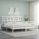 sengeramme med sengegavl 200x200 cm massivt træ hvid
