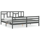 sengeramme med sengegavl 200x200 cm massivt træ grå