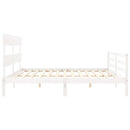 sengeramme med sengegavl 200x200 cm massivt træ hvid