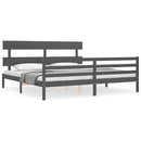 sengeramme med sengegavl 200x200 cm massivt træ grå