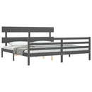 sengeramme med sengegavl 200x200 cm massivt træ grå