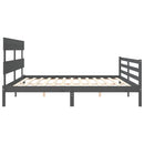 sengeramme med sengegavl 200x200 cm massivt træ grå