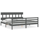 sengeramme med sengegavl 200x200 cm massivt træ grå