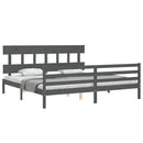 sengeramme med sengegavl 200x200 cm massivt træ grå