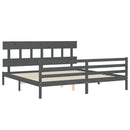 sengeramme med sengegavl 200x200 cm massivt træ grå