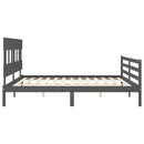 sengeramme med sengegavl 200x200 cm massivt træ grå