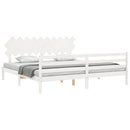 sengeramme med sengegavl 200x200 cm massivt træ hvid