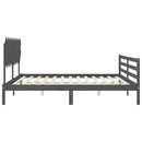 sengeramme med sengegavl 200x200 cm massivt træ grå