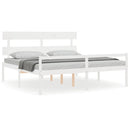 seniorseng med sengegavl 200x200 cm massivt træ hvid