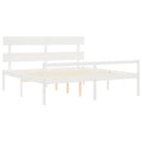 seniorseng med sengegavl 200x200 cm massivt træ hvid