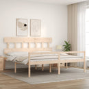 seniorseng med sengegavl 200x200 cm massivt træ