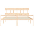 seniorseng med sengegavl 200x200 cm massivt træ