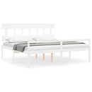 seniorseng med sengegavl 200x200 cm massivt træ hvid