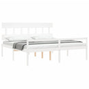seniorseng med sengegavl 200x200 cm massivt træ hvid