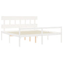 seniorseng med sengegavl 200x200 cm massivt træ hvid
