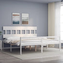 seniorseng med sengegavl 200x200 cm massivt træ hvid