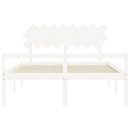 seniorseng med sengegavl 160x200 cm massivt træ hvid