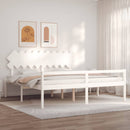 seniorseng med sengegavl 200x200 cm massivt træ hvid
