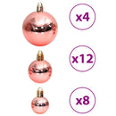 julekugler 100 stk. 3 / 4 / 6 cm lyserød og rosa