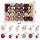 julekugler 100 stk. 3 / 4 / 6 cm champagnefarvet og brun