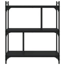 bogreol med 3 hylder 76x32x88 cm konstrueret træ sort