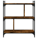 bogreol 76x32x88 cm 3 hylder konstrueret træ røget eg