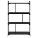bogreol med 4 hylder 76x32x123 cm konstrueret træ sort