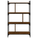bogreol 76x32x123 cm 4 hylder konstrueret træ brunt eg