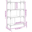bogreol 76x32x123 cm 4 hylder konstrueret træ brunt eg