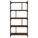 bogreol 76x32x158 cm 5 hylder konstrueret træ brunt eg